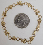 14K Hearts & Cupid Bracelet