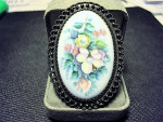 Filigree Porcelain PIN and RING