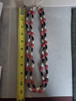 Double necklace ...black, rose and white pearlish stones