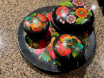 Handmade Wooden Round Décor Trinket Boxes set