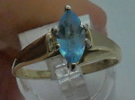 14KT YELLOW GOLD FASHION RING WITH LIGHT MARQUISE BLUE STONE SIZE 8.75