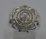 10kt white gold ring 12.1 grams w 1 carat of 20 yellow and  17 white