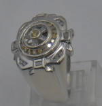 10kt white gold ring 12.1 grams w 1 carat of 20 yellow and  17 white