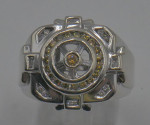 10kt white gold ring 12.1 grams w 1 carat of 20 yellow and  17 white