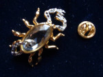 Ballou Goldtone Crystal Scorpian Pin