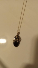 14K GOLD BLACK ONYX NECKLACE 22"