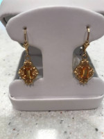 14K Yellow Gold leverback earrings with Citrine stones