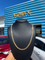 14k solid gold Cuban necklace chain with NBG letters made of round sha