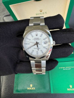 Rolex Datejust 41 41mm white dial smooth bezel oyster bracelet stainle