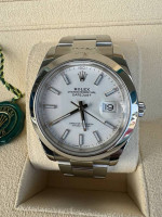 Rolex Datejust 41 41mm white dial smooth bezel oyster bracelet stainle
