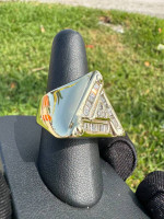 14k solid yellow gold 1ct natural diamond baguette men’s ring 22 grams