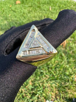 14k solid yellow gold 1ct natural diamond baguette men’s ring 22 grams