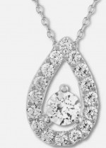 Leo Round cut diamond pear shaped necklace. 14kWG. 1/2ct.