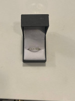 18kt White Gold Vermeil Cuban Link Ring W Pave Set White Sapphires