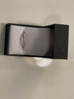 18kt White Gold Vermeil Cuban Link Ring W Pave Set White Sapphires