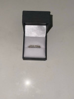 18kt White Gold Vermeil Cuban Link Ring W Pave Set White Sapphires