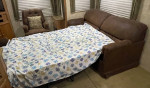 Leather Sofa Bed, Sleeper Sofa with two recliners.