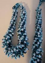 Blue Beaded Necklace, Bracelet and Earrings