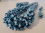 Blue Beaded Necklace, Bracelet and Earrings