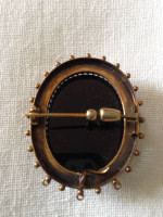 Fine antique Victorian onyx hardstone cameo,14k gold, c 1880, high rel