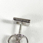NEW! Authentic GUCCI 18K White Gold 750 Engraved Stud Earrings