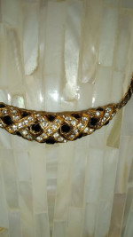 Garnet diamond style gold tone necklace