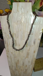 Silver tone twisted bead necklace