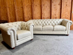 Chesterfield Leather Sofa Couch and Chair