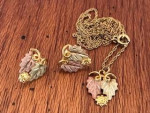 10K Black Hills Gold Leaf Pendant w Chain, & Earrings (all for $80)