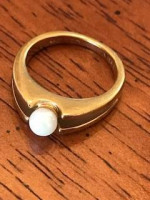 Gold Plated Ring w Pearl, Size 5.5