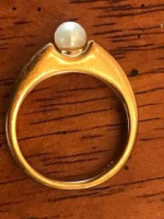 Gold Plated Ring w Pearl, Size 5.5