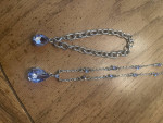 Matching necklace / bracelet, blue diamonds and silver