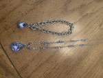 Matching necklace / bracelet, blue diamonds and silver