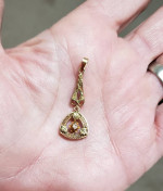 Antique Victorian Edwardian 14K Yellow Gold Lavalier Diamond Pendant