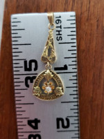 Antique Victorian Edwardian 14K Yellow Gold Lavalier Diamond Pendant