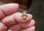 Antique Victorian Edwardian 14K Yellow Gold Lavalier Diamond Pendant