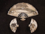 Siam Silver Brooch & Clip Earrings