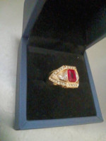 LADY'S GOLD PLATED RING W/1.5 CT FAUX RUBY