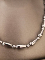 SILVER PLATED HEMETITE NECKCHAIN20"
