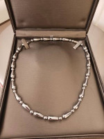 SILVER PLATED HEMETITE NECKCHAIN20"