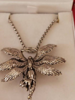SILVER PLATED "ANGEL WINGS" PENDANT W/24" CHAIN