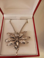 SILVER PLATED "ANGEL WINGS" PENDANT W/24" CHAIN