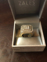 Men's 5 CT. T.W. Square Multi-Diamond Double Frame Signet Ring in 10K