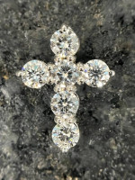 14K White Gold 1.50 carats Diamond Cross Necklace Pendant - NEW!