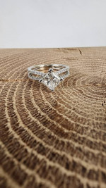 Engagement Ring & Band - 1.2ct square, white gold-14kt -- Size 5