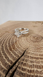 Engagement Ring & Band - 1.2ct square, white gold-14kt -- Size 5