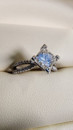 Engagement Ring & Band - 1.2ct square, white gold-14kt -- Size 5