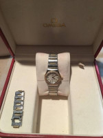 100% AUTHENTIC OMEGA CONSTELLATION 18K DIAMONDS GOLD STEEL LADIES