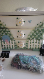Handpainted jewelry box with jewelry