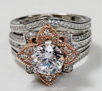 Silver 925 With CZ's Diamond 3 Pcs Ring Size 10
